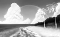 「南の小島と夏の海」